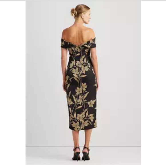 Lauren Ralph Lauren Floral Linen Off the Shoulder Cocktail Dress  NWT - Picture 2 of 16